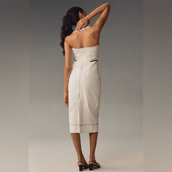 Maeve x Anthropologie Retro Strawberry Cotton Halter Midi Dress, Size 10 - Picture 4 of 8